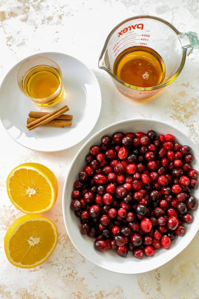 Maple Bourbon Cranberry Sauce ingredients