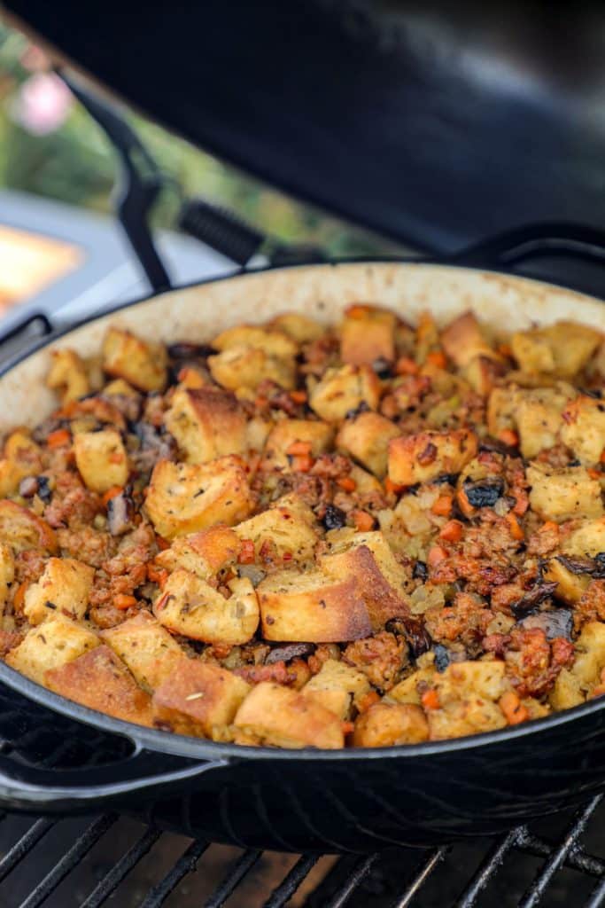 Smoked Stuffing Recipe on the big green egg 