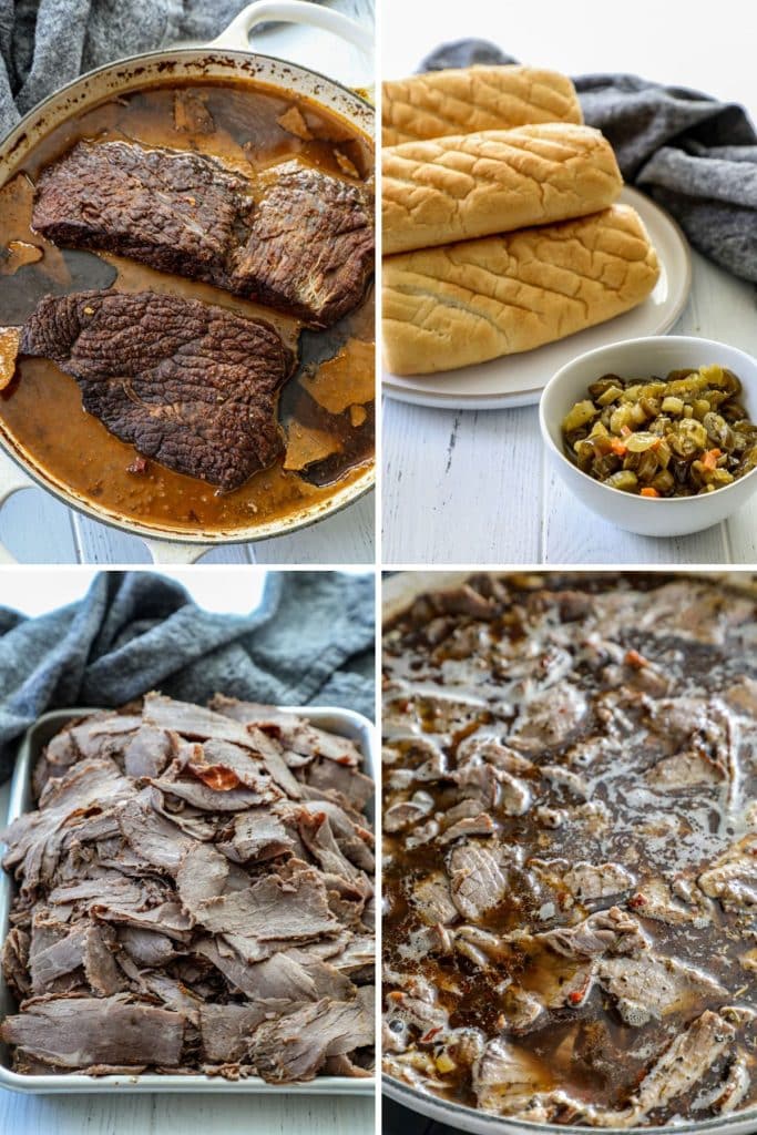 steps for making a Chicago Italian beef sandwich
