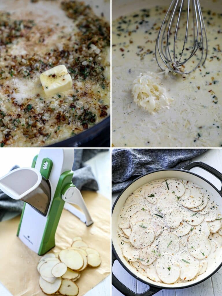 Preparation steps for scalloped potatoes