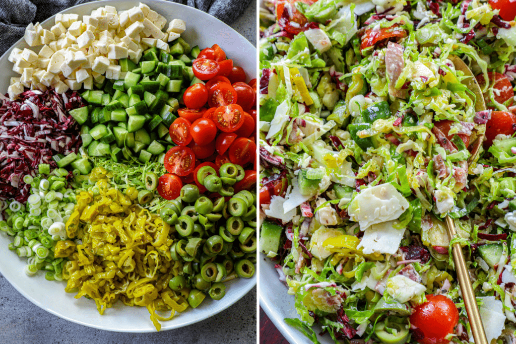 Preparing the Italian Shredded Brussels Sprout Salad