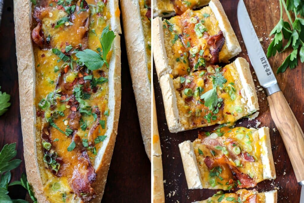 Smoked egg boats cut into slices