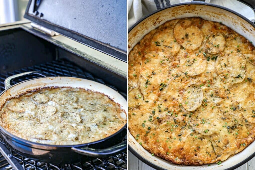 Smoked scalloped potatoes on the grill