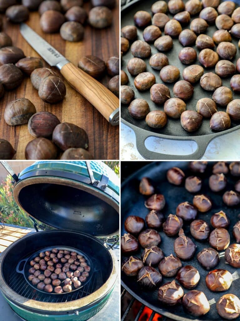 Steps for making fire roasted chestnuts