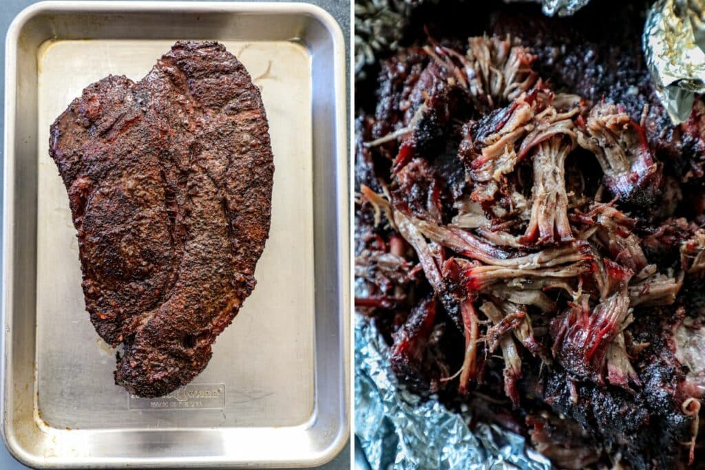 chuck roast shredded into pulled beef