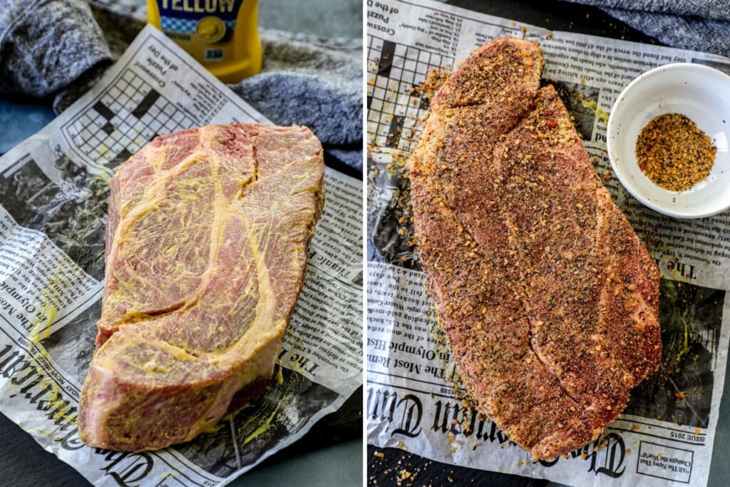 Prepping a chuck roast for the smoker