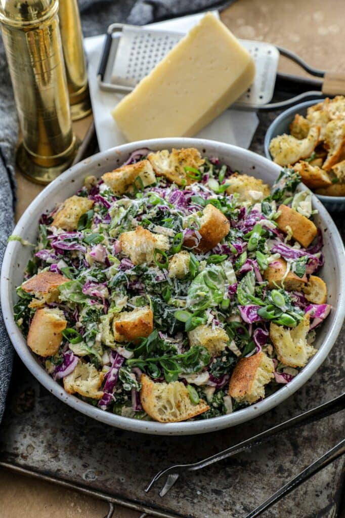 Shredded Kale And Cabbage Caesar Salad