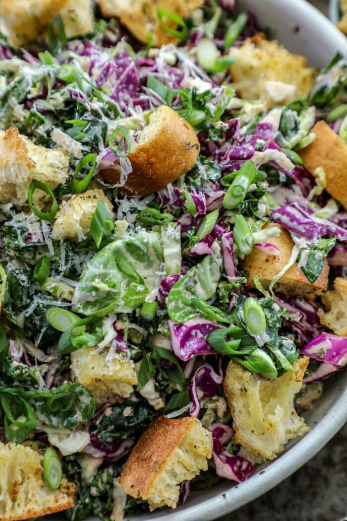 Shredded Kale And Cabbage Caesar Salad Bonappeteach
