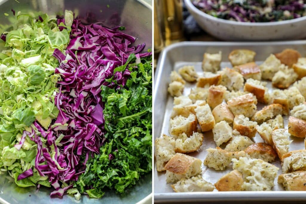 Salad mix and homemade croutons