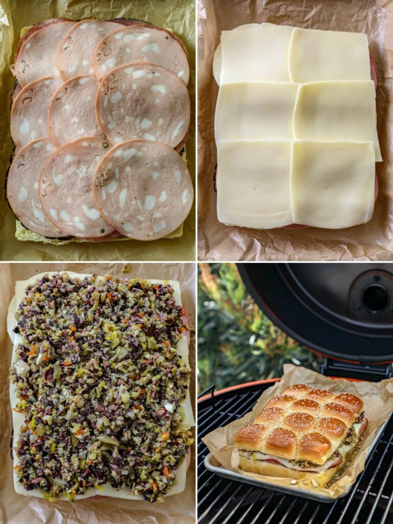 Steps for making a muffuletta slider