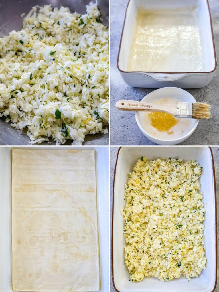 how to assemble Armenian cheese boreg