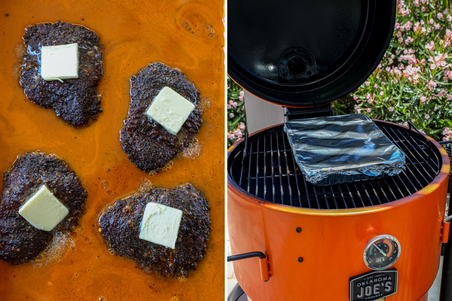 Braising the beef barbacoa on the smoker