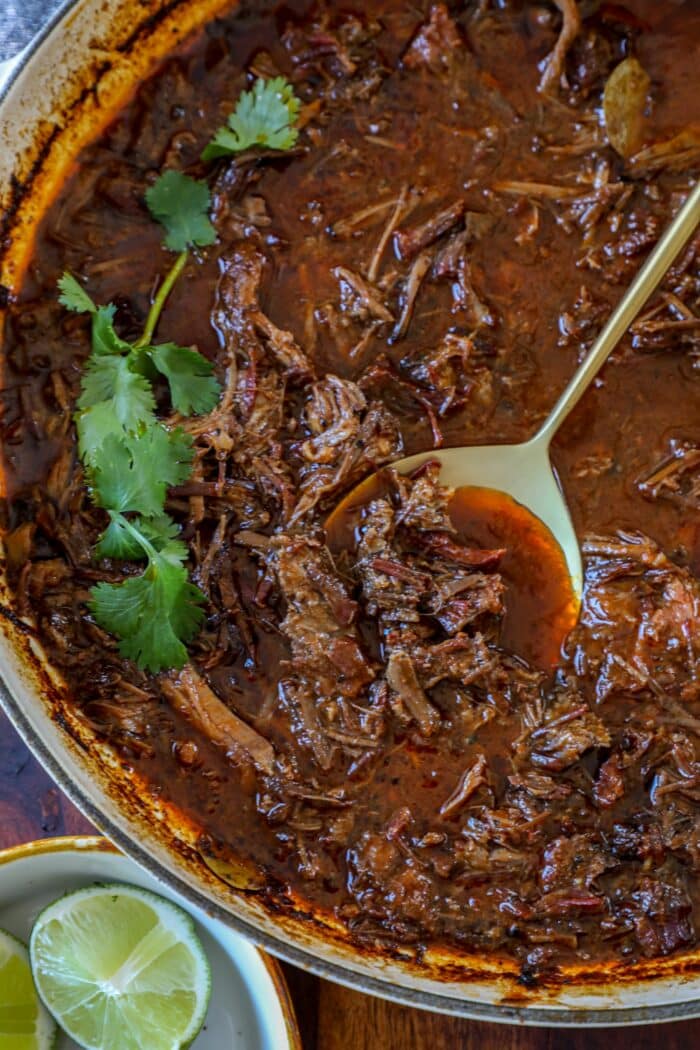 Smoked beef cheek meat smoked into homemade barbacoa