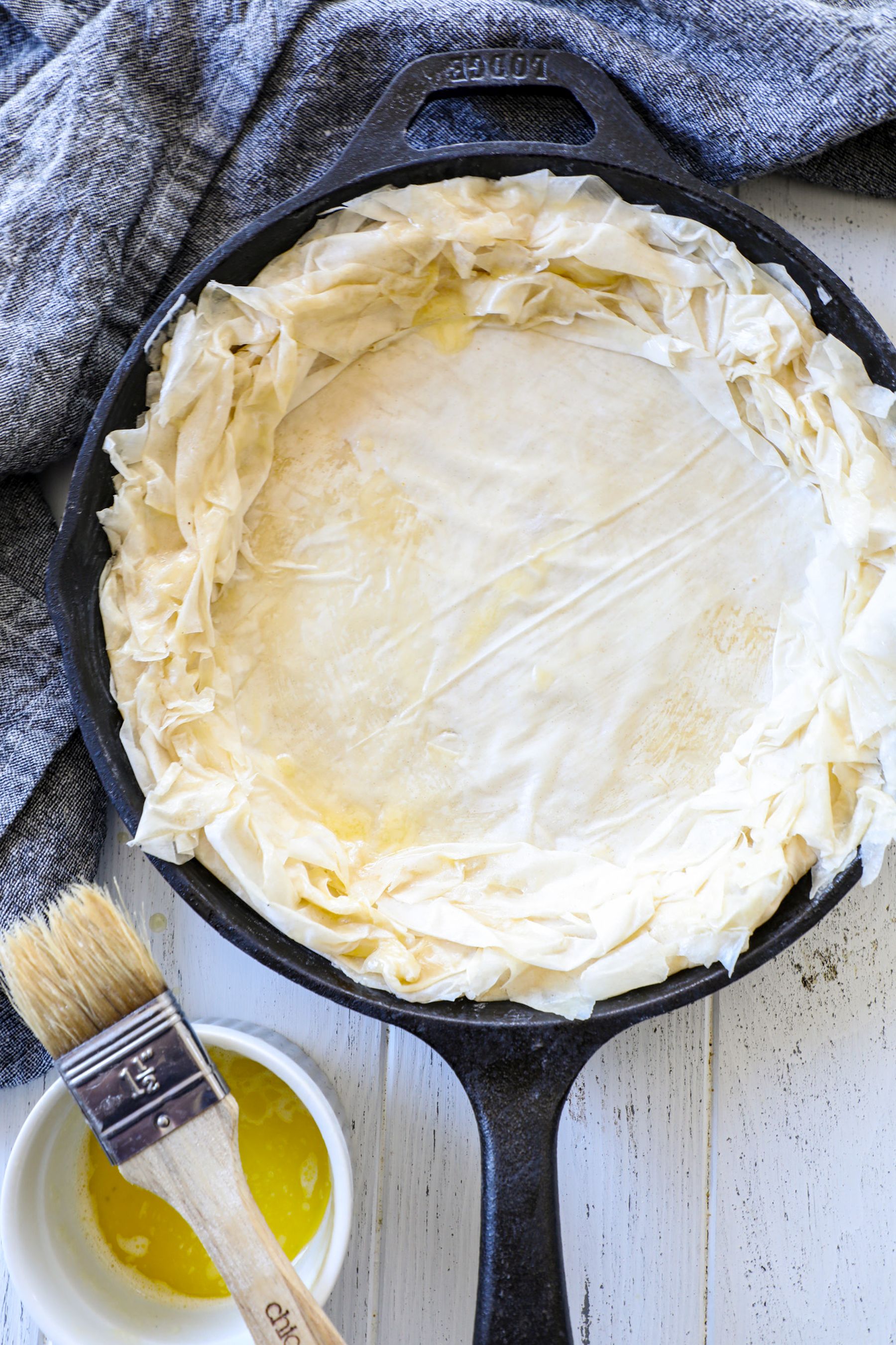 Finished phyllo tart for the tomato and pesto tart recipe 