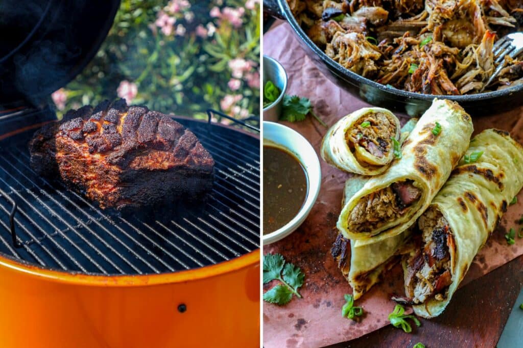 Char Siu Smoked Pulled Pork on the grill