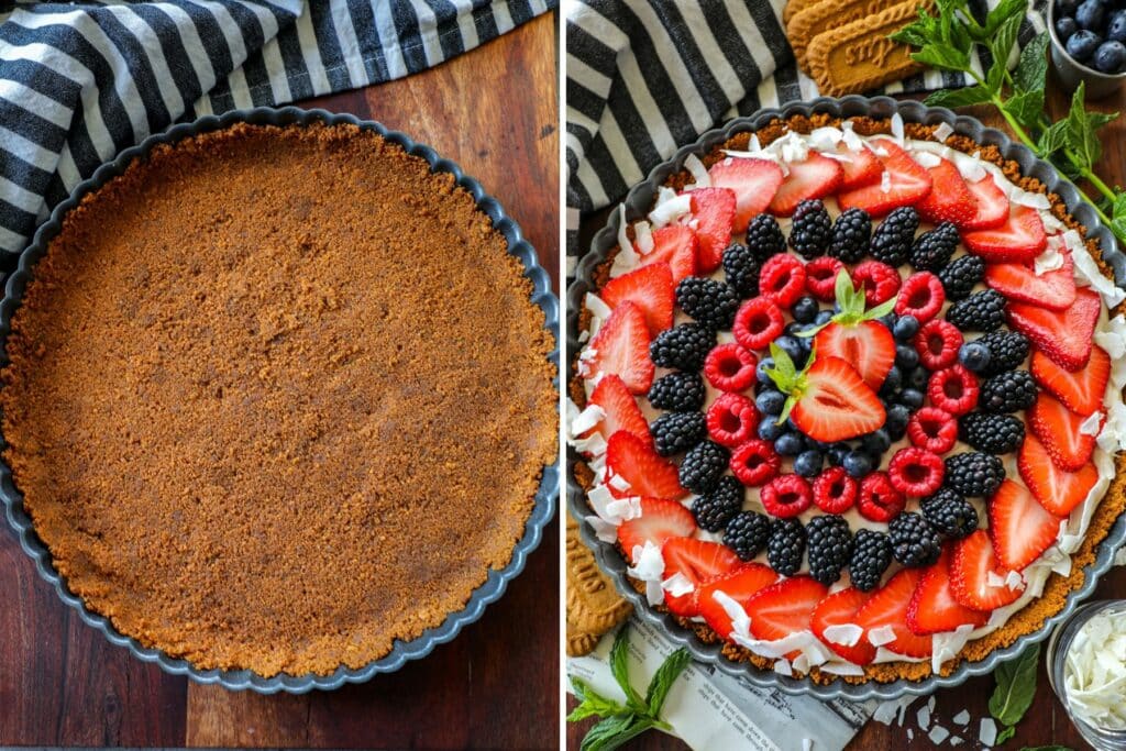 biscoff cookie crust recipe in a tart pan