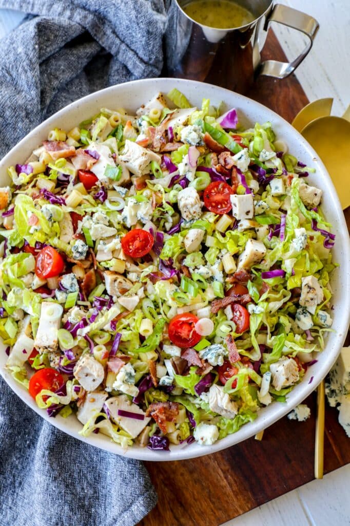 Portillos chopped salad in a large salad bowl. 