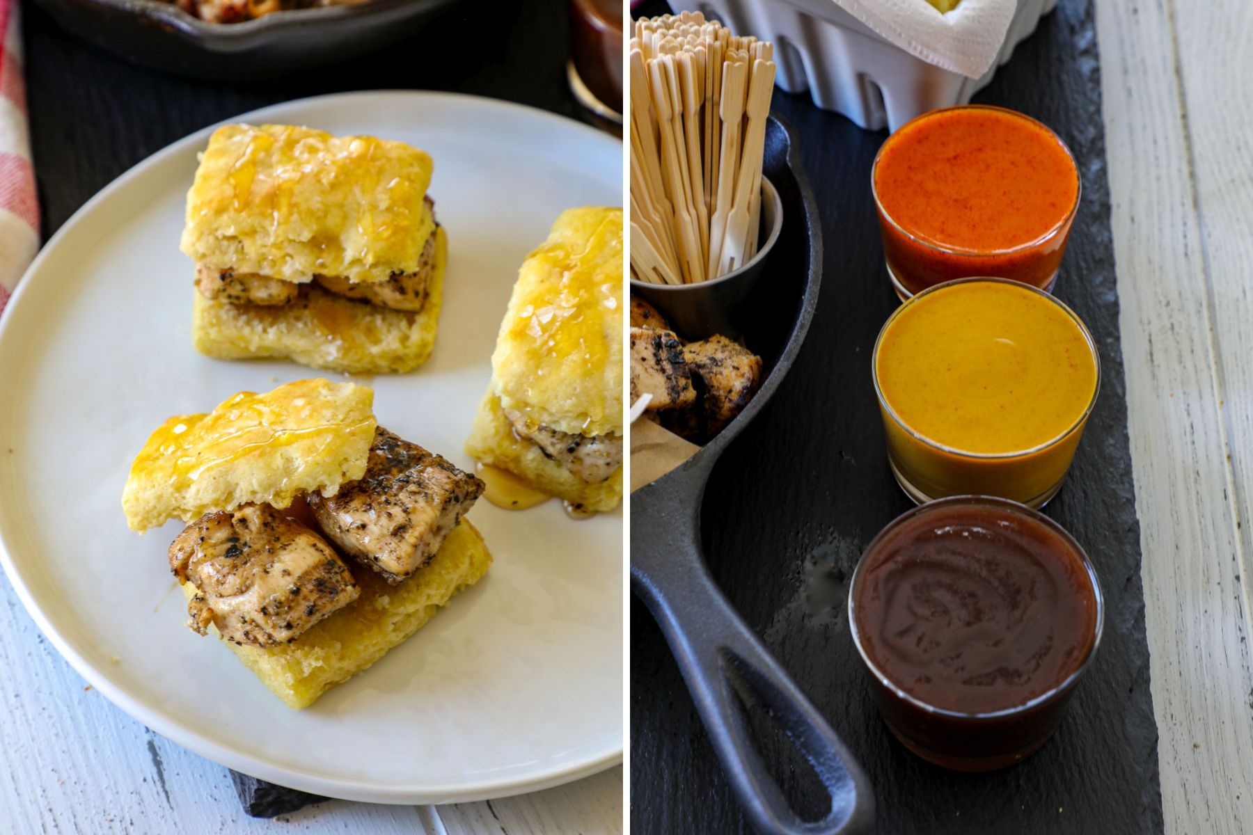 what to serve with grilled chicken nuggets in side by side photos. 