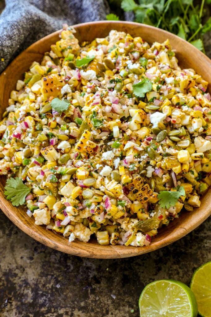 Fire Roasted Hatch Chile Corn Salad in a large serving bowl.