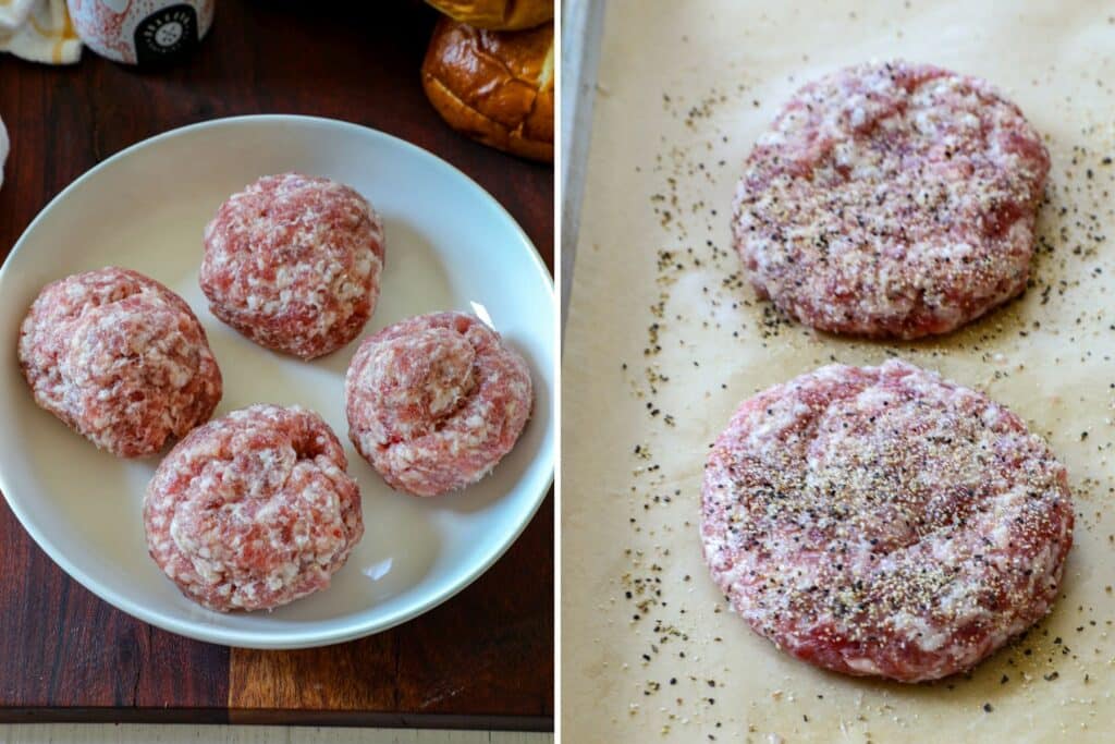 Forming brats into burger patties