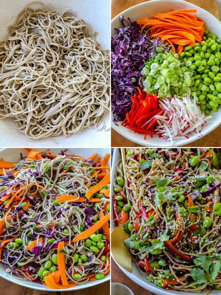 Making cold soba noodle salad in step by step photos. 