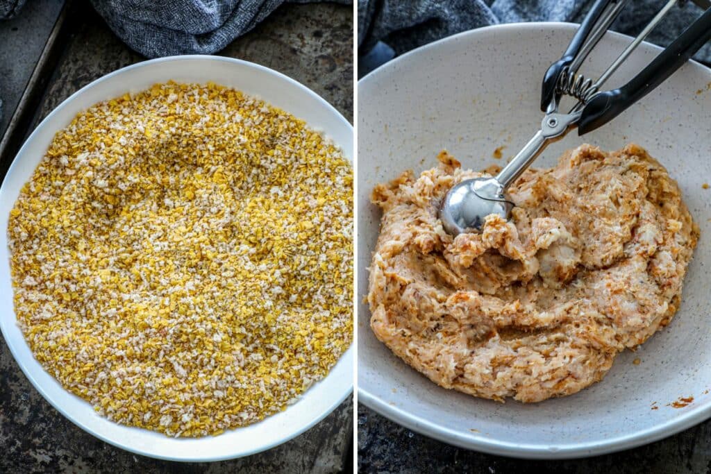 Preparing Buffalo chicken nuggets