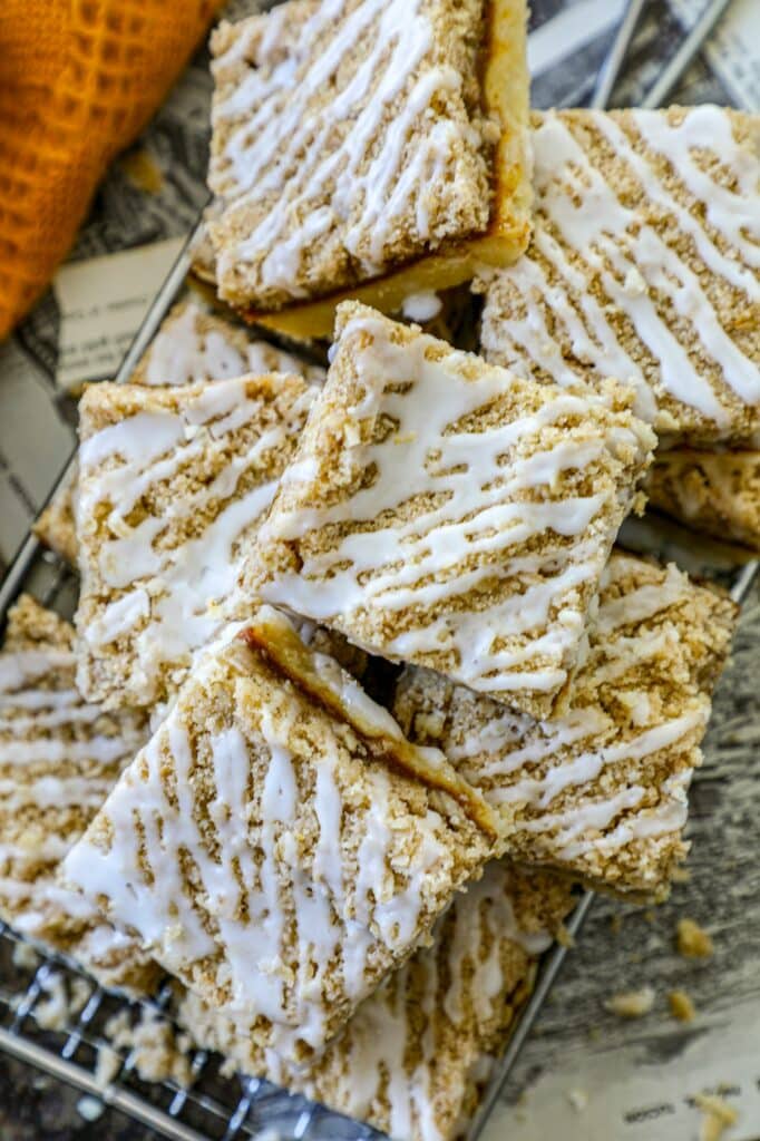 Pumpkin Butter Bars stacked on top of each other.