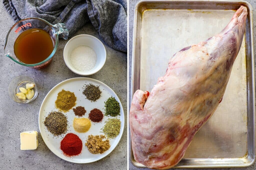 Ingredients used for smoked leg of lamb
