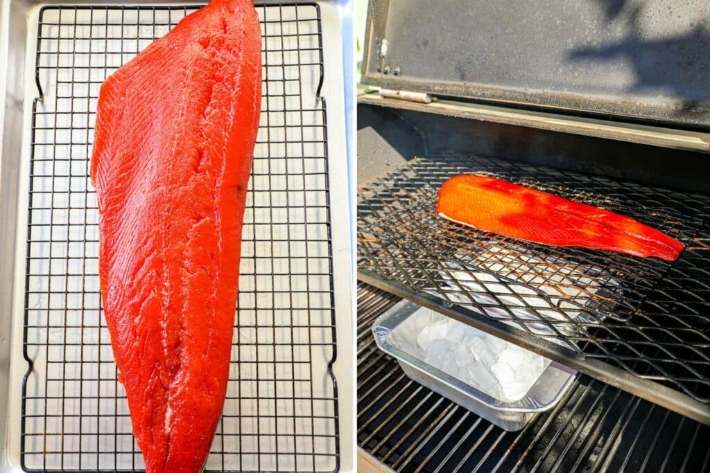 hot smoke salmon on the smoker