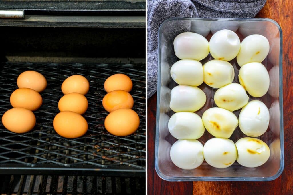 smoking eggs on the grill