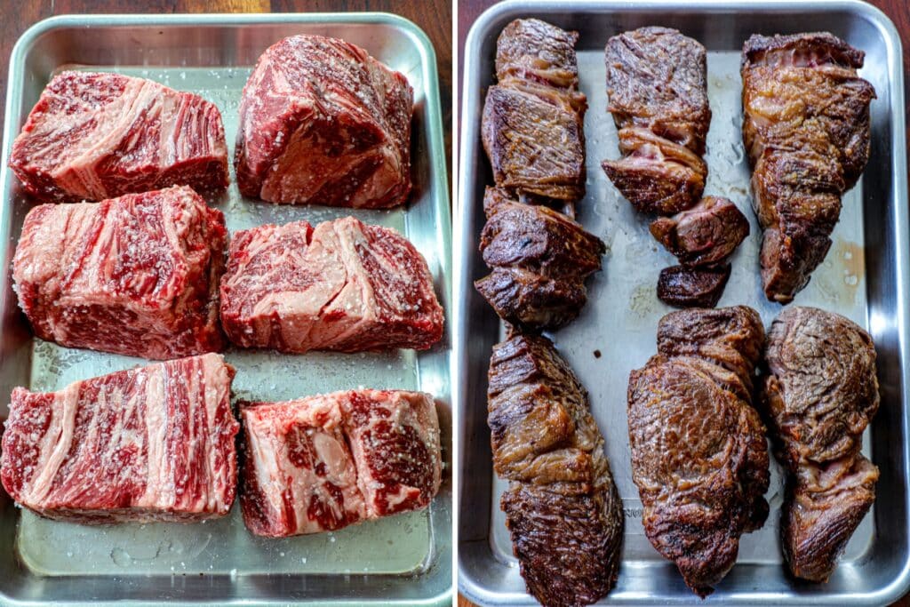 Prepping the chuck roast for beef ragu