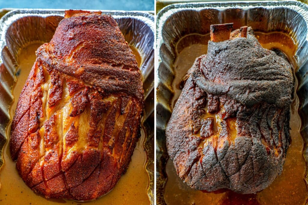 Smoked ham that is ready to be pulled and shredded