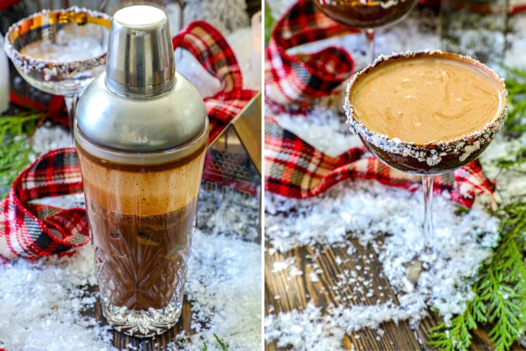 shaking the peppermint espresso martini