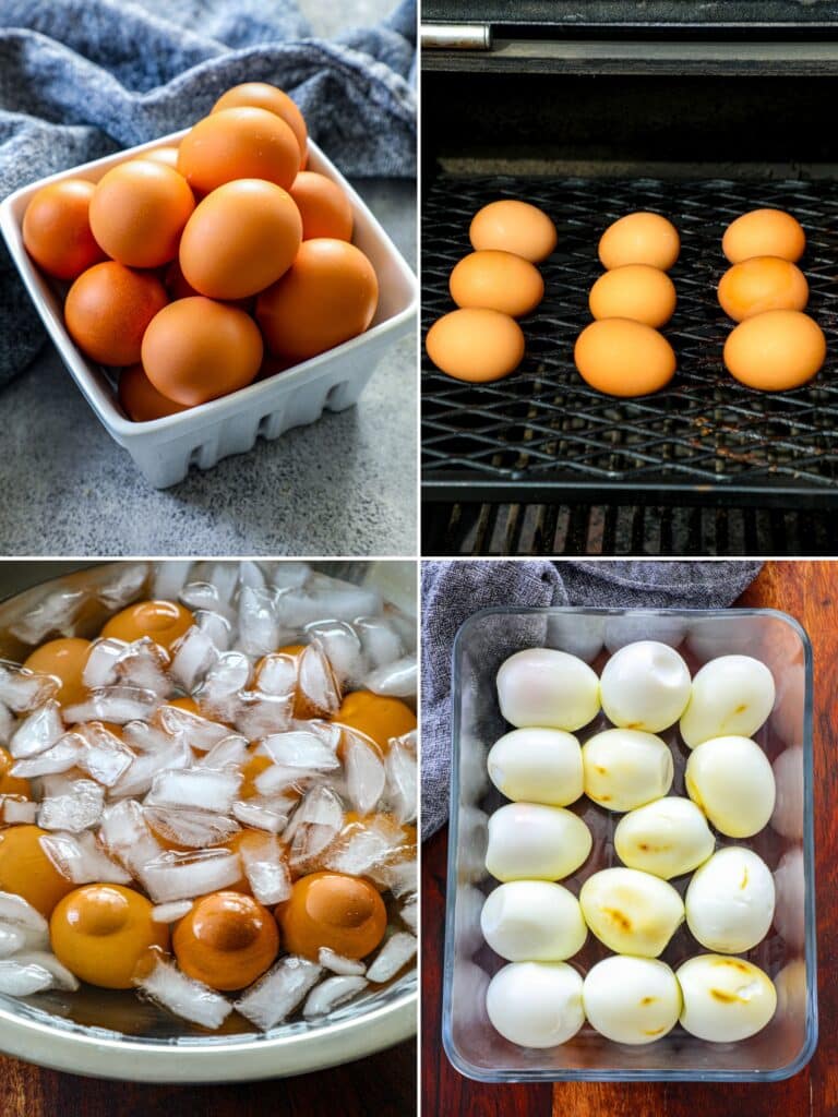 smoking hard boiled eggs- step by step