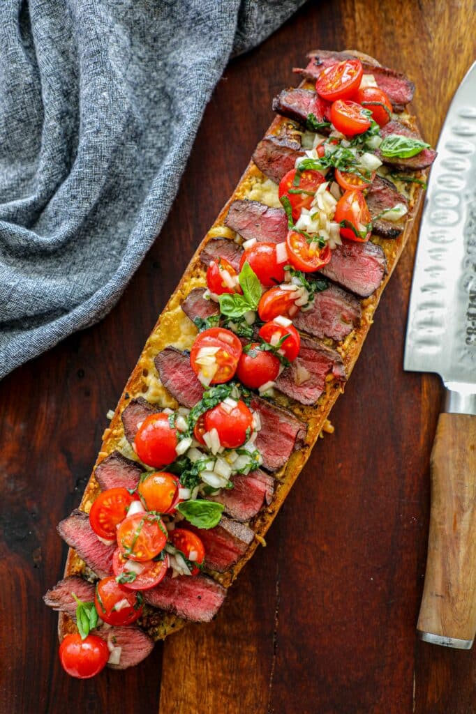 Cheesy Garlic Bread With Steak Bruschetta