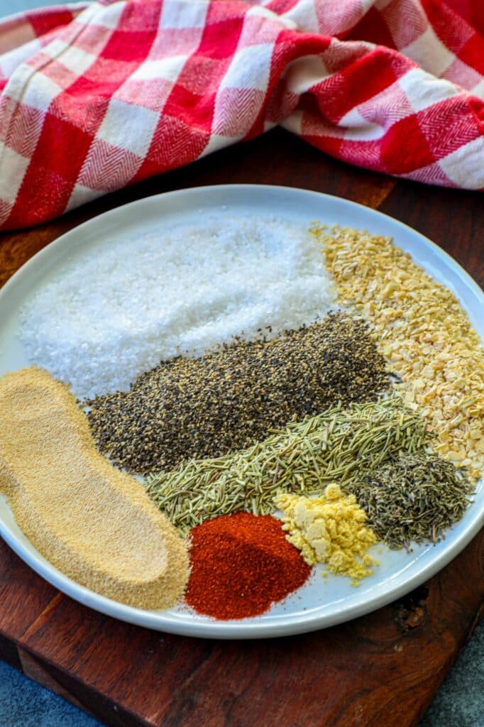 Prime Rib Rub spices placed on a plate. 