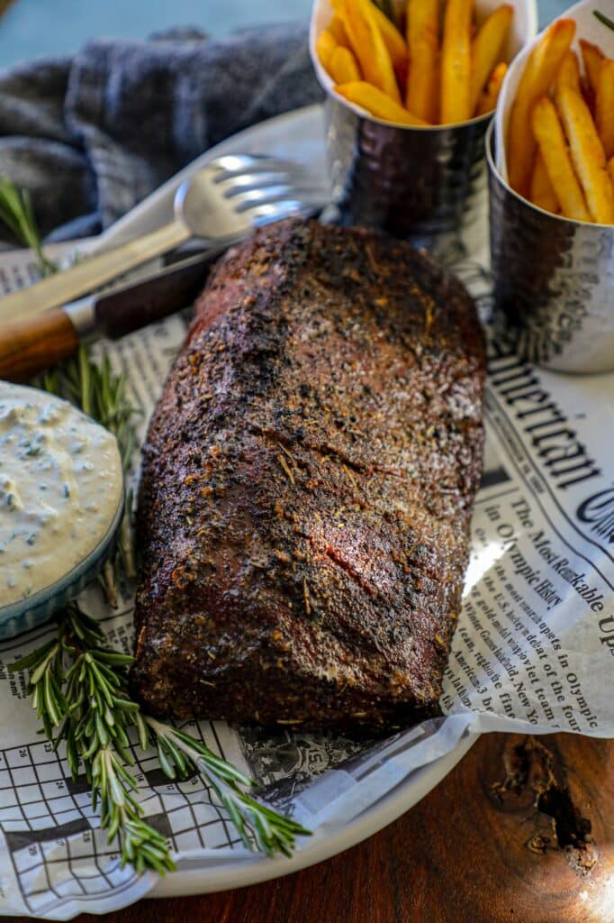 Seared bottom round roast after smoking