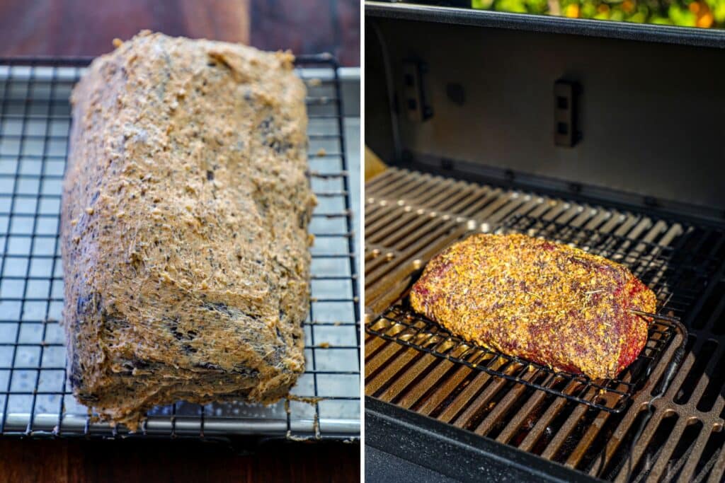 Smoking a bottom round roast on a charcoal grill