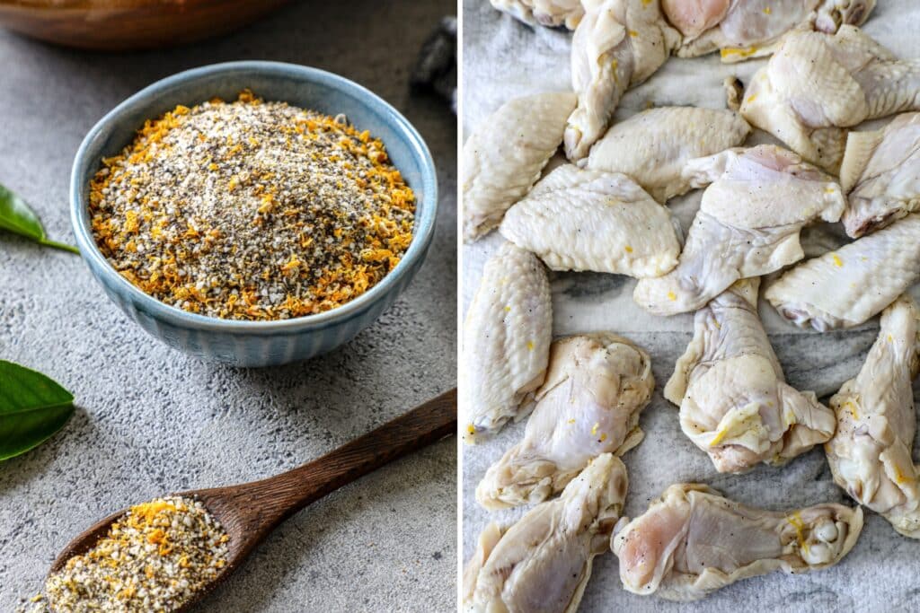 Ingredients for grilled lemon pepper chicken wings