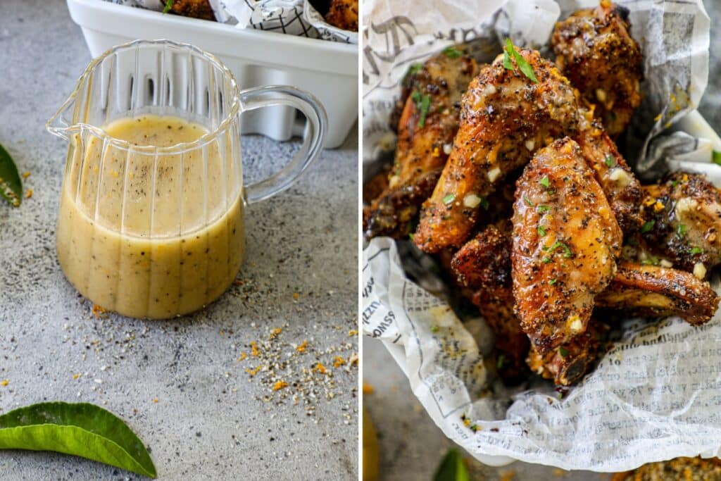 honey lemon pepper sauce over wings