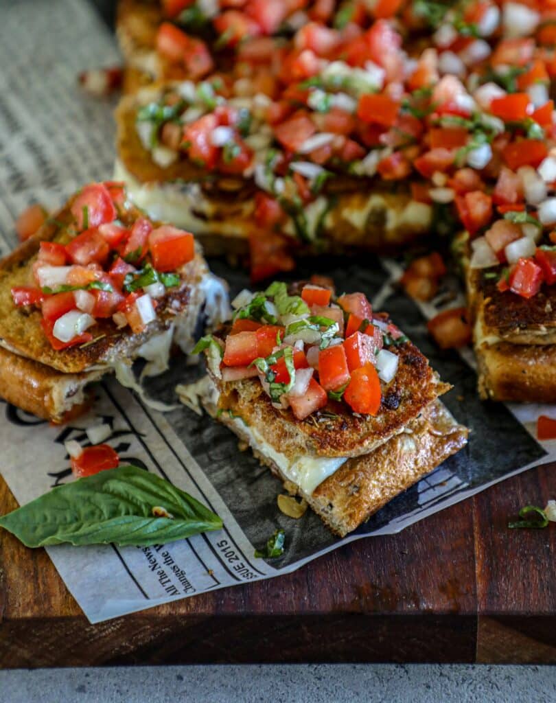 Grilled cheese sliders with bruschetta