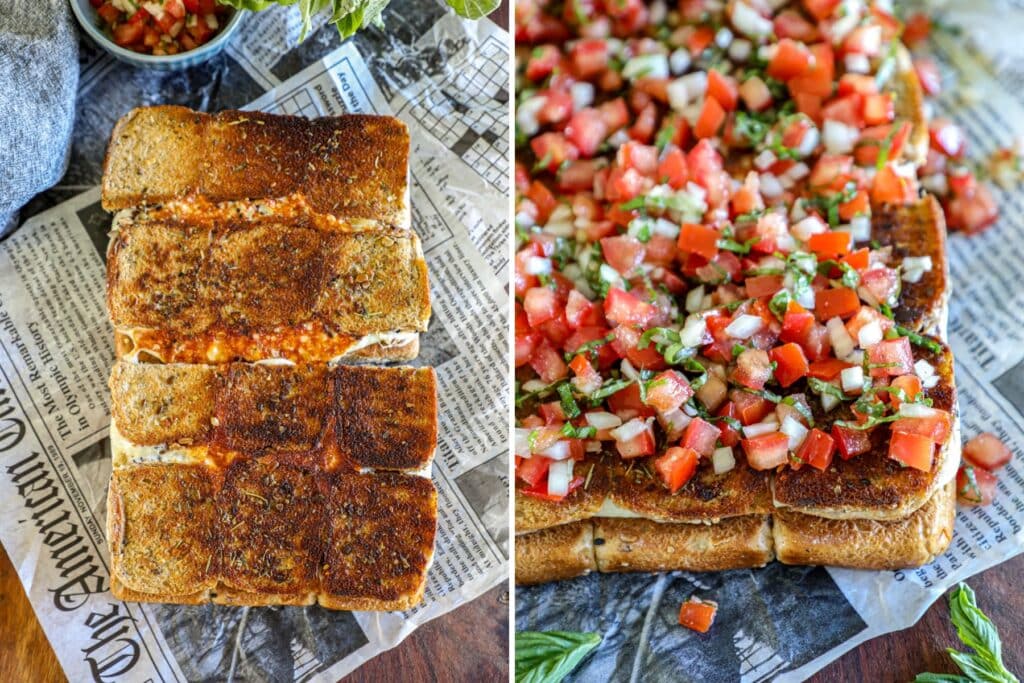 Grilled cheese sliders with bruschetta