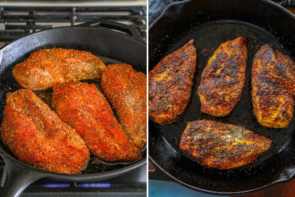 Preparing the blackened chicken