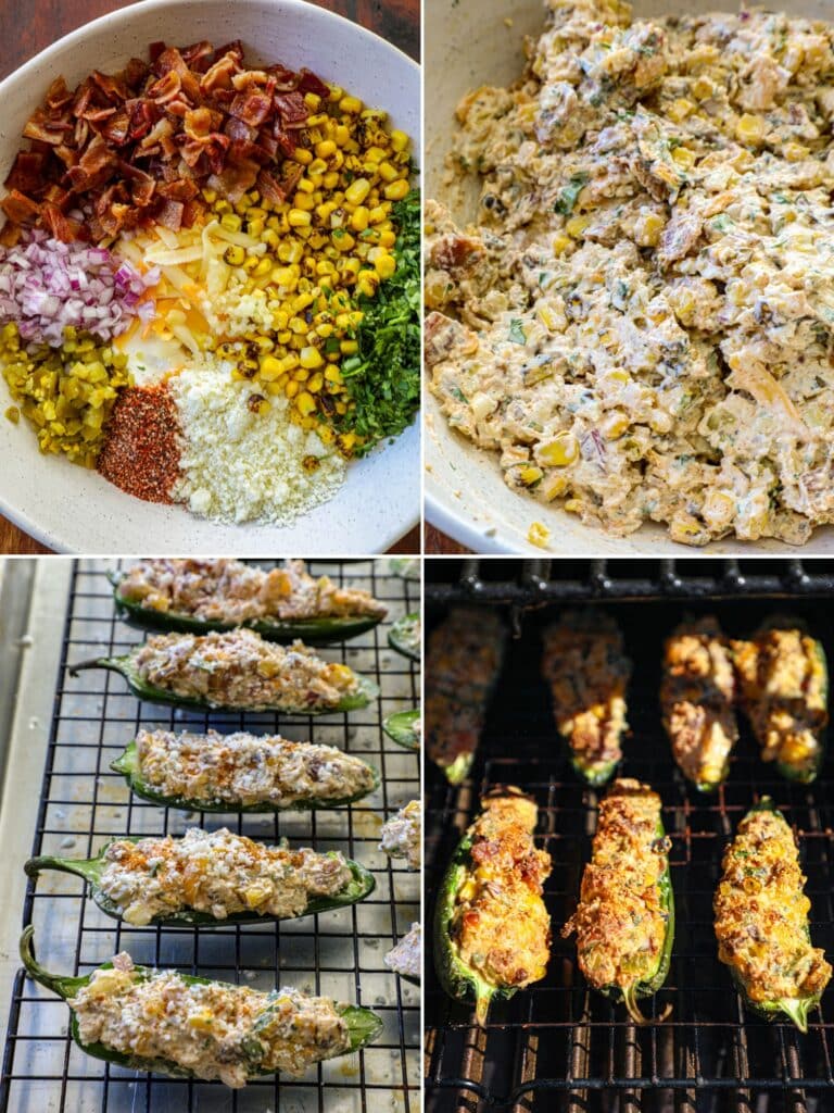 Steps for making Mexican Street Corn Jalapeno Poppers