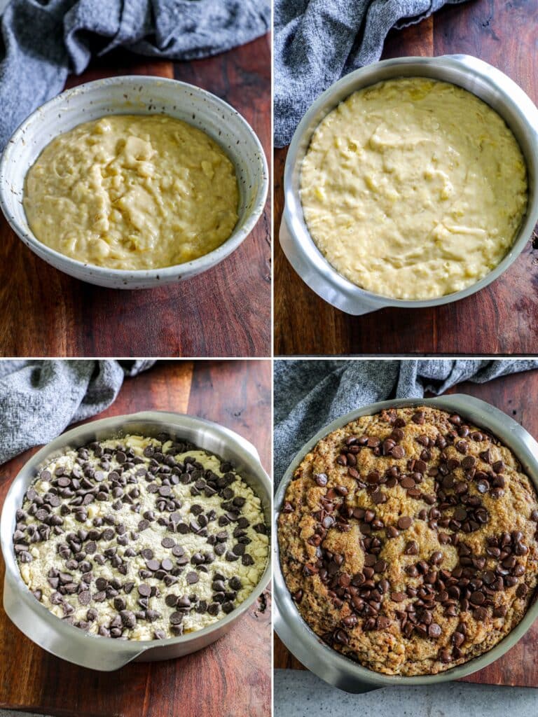 Steps for making the banana coffee cake batter