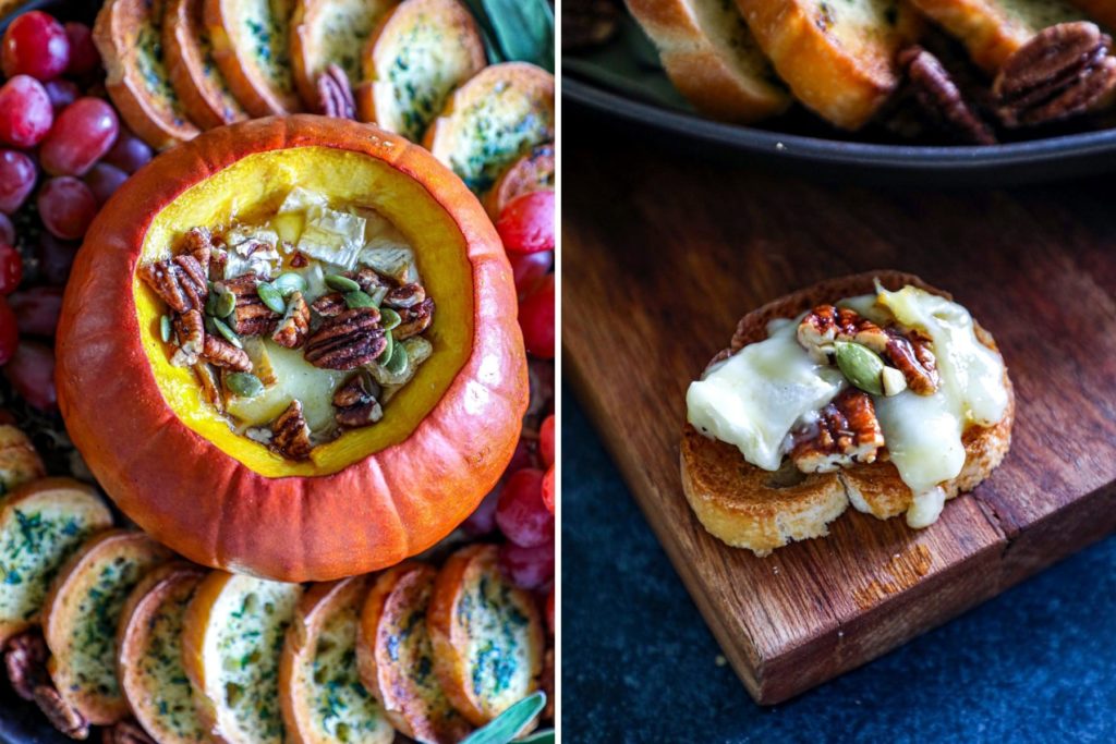 Serving the pumpkin baked Brie
