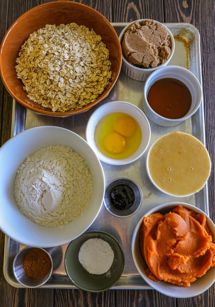 Sheet Pan Pumpkin Oatmeal Cookies ingredients 