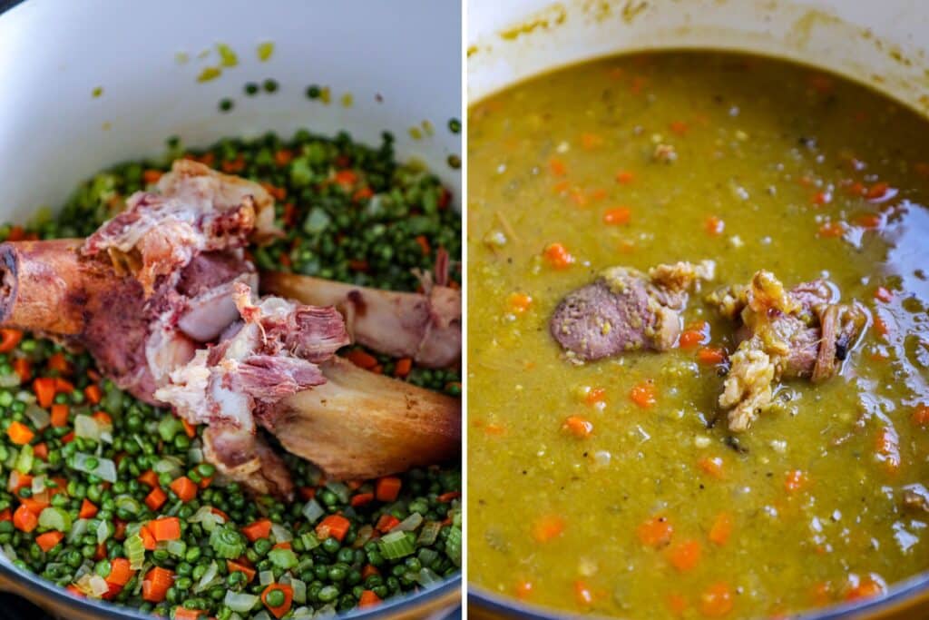 Dutch Oven Split Pea Soup preparation 