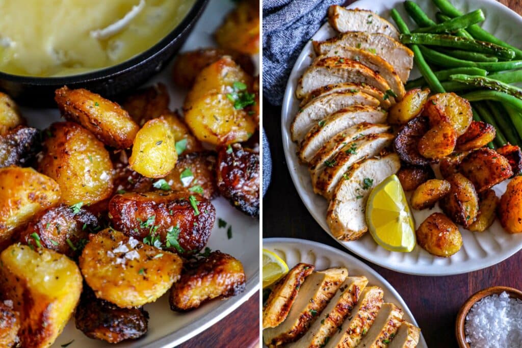 Serving duck fat potatoes