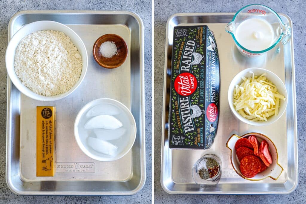 Ingredients needed to make the crust and quiche filling